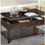 Table basse en bois de noyer avec plateau relevable
