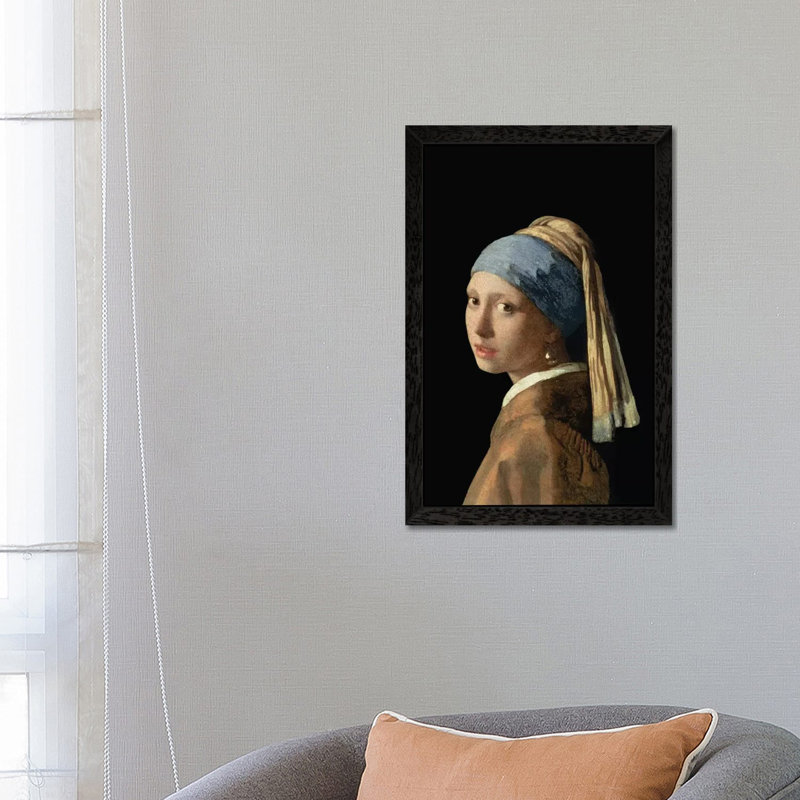 Girl with a Pearl Earring, c.1665-6 by Johannes Vermeer - 1 Piece Floater Frame Painting on Canvas, 66.04 cm H x 45.72 cm W