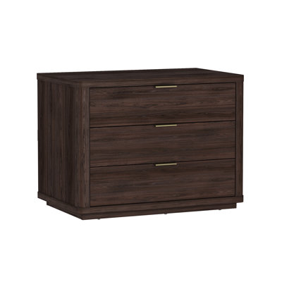 Evelyn 32" Modern Nightstand with 3 Full Extension Drawers in Brown