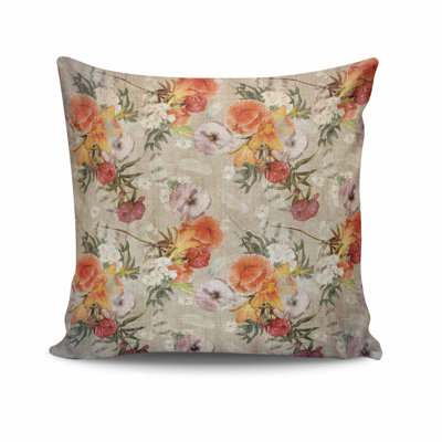 Decorative Cushion, 17.0 x 17.0 Inches, 50% Cotton / 50% Polyester, Machine Washable, Ironable, Silicone Filling, Concealed Zip Closure | Soft & Stylish Throw Pillow for Living Room, Bedroom, & Office Décor