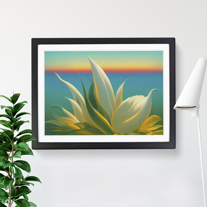 Timeless Tropical Flowers - Single Picture Frame Painting, Black, 46cm H x 64cm W x 2cm D