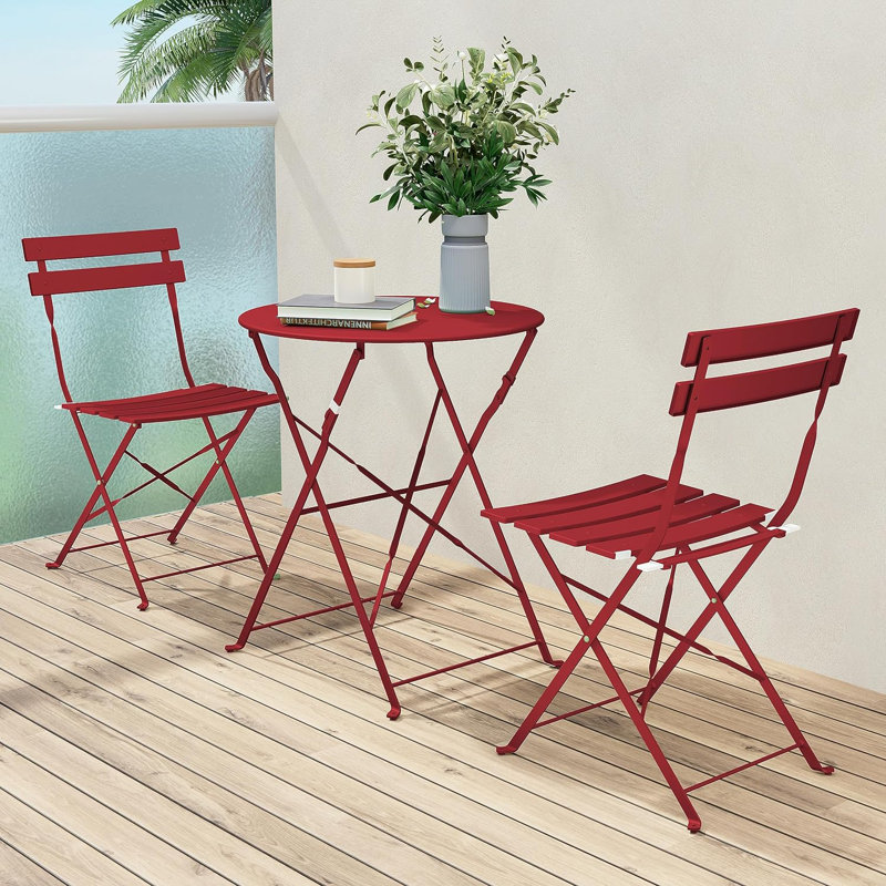Ensemble de mobilier d'extérieur pliable 3 pièces Olilawn Halloween, Rouge