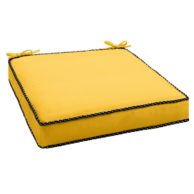 Sunbrella Outdoor 3'' Barstool Chair Pad, Canvas Sunflower Yellow Sunbrella® Canvas, 20 W x 20 D