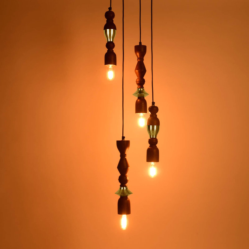 Luminaire suspendu naturel 4 lumières Allysah