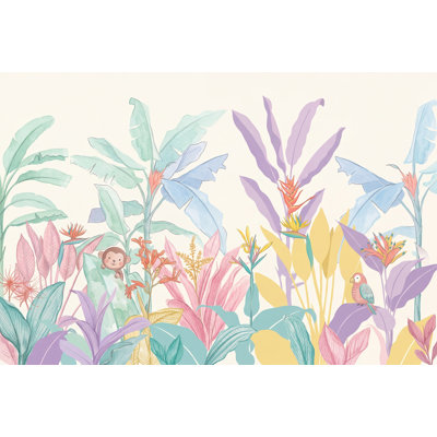 Papier peint tropical amovible aquarelle pastel