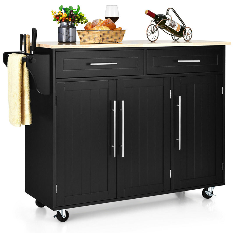Aristel Metal Kitchen Island, Black
