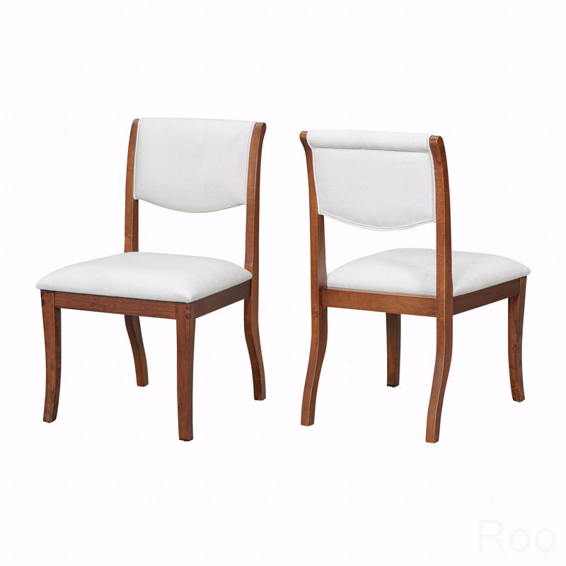 Set Of 2 Dining Chairs, Upholstered Dining Chairs  - Traditional Elegant Fabric Side Chairs With Curved Lines, Solid Hardwood Frame