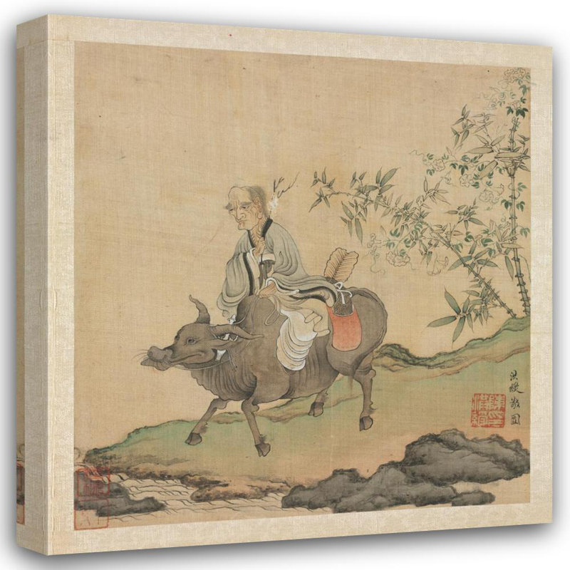 «Laozi Riding an Ox» par Chen Hongshou - Art mural sur toile tendue avec châssis, H 18 po x l 14 po