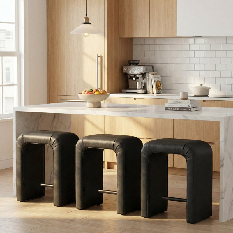 Berik 3-Piece Upholstered Counter Stool Set, Black, 3