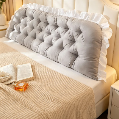 Cotton Grey Rectangular Backrest Back Cushion