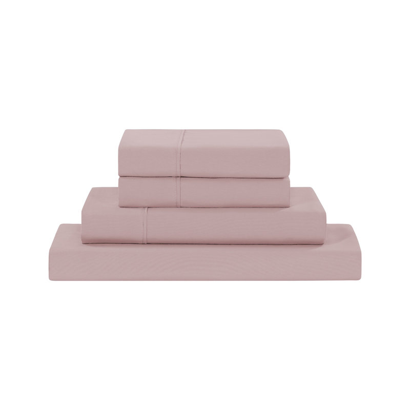 Modern Threads 4-Piece Ultra Soft Microfiber Sheet Set with Deep Pockets in Solids & Prints, Soft Rose