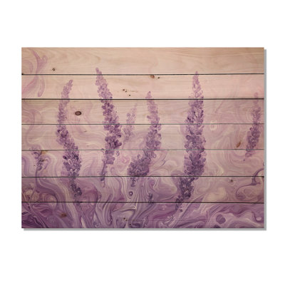 Lavender Meadows In France V - Traditional Wood Wall Art On Natural Pine Wood