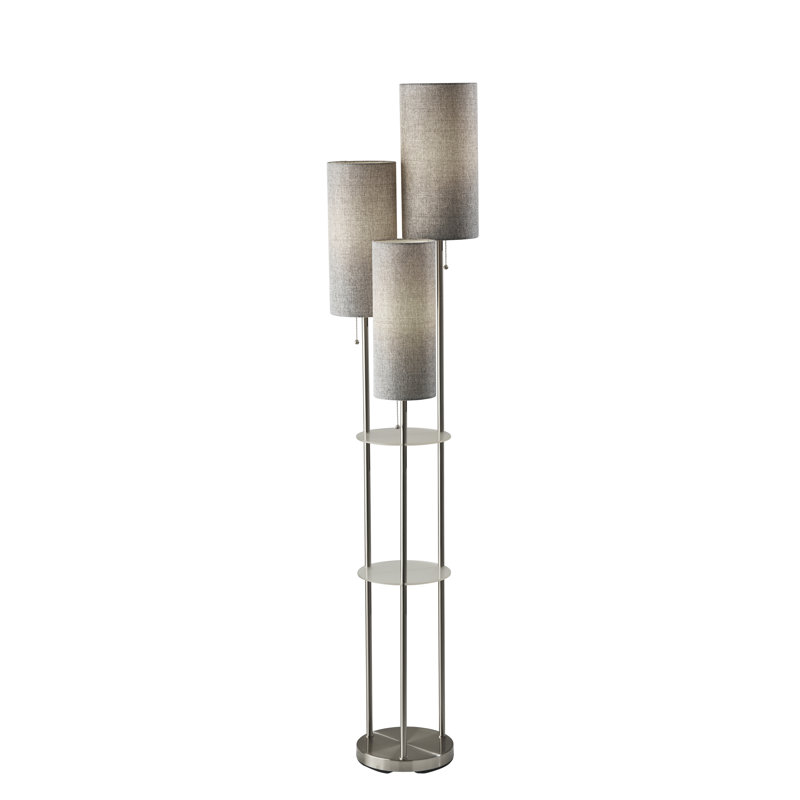 Lampe sur pied de table 68 po avec plateau Emelie, Gris, Gris