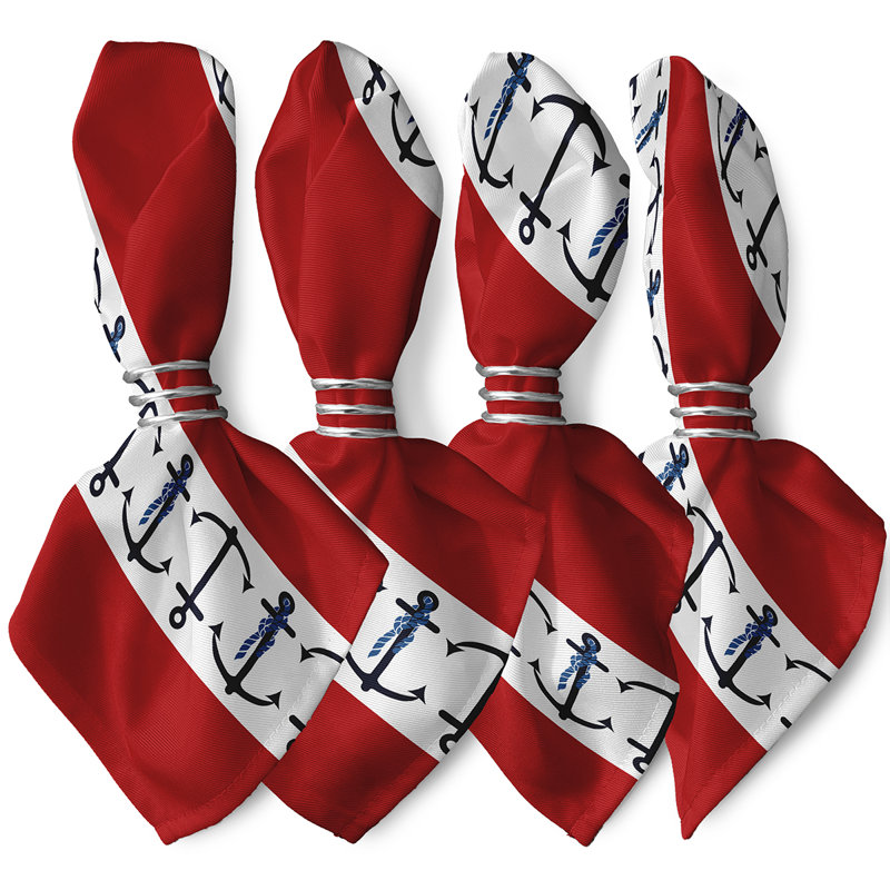 Hancock Polyester Nautical Square Napkin, Red