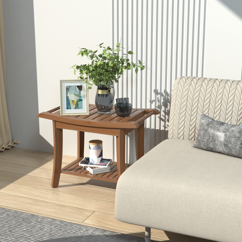 Banc de douche en bois l 24 po, Noyers, H 18,5 po x l 24 po x P 13,4 po