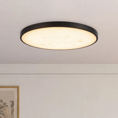 Andenne 15-in Alabaster dimmable LED Flush Mount with Matte Black Finish