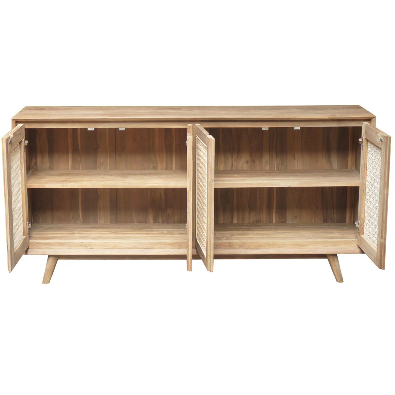 Armoire d'appoint en bois de teck massif recyclé 4 portes Steinberg