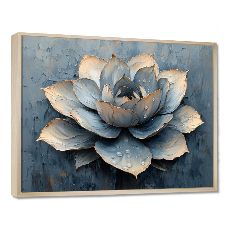 «Hardiman Dark Echeveria Elegans Succulent Simplicity II» - art mural succulent, H 16 po x l 32 po, Cadre flottant, Natural