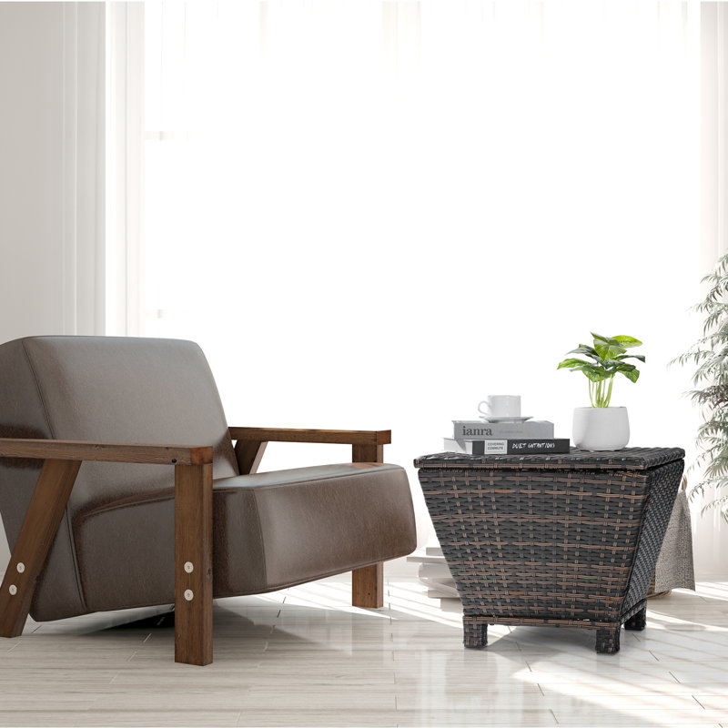 Patio Square Side Table, Brown