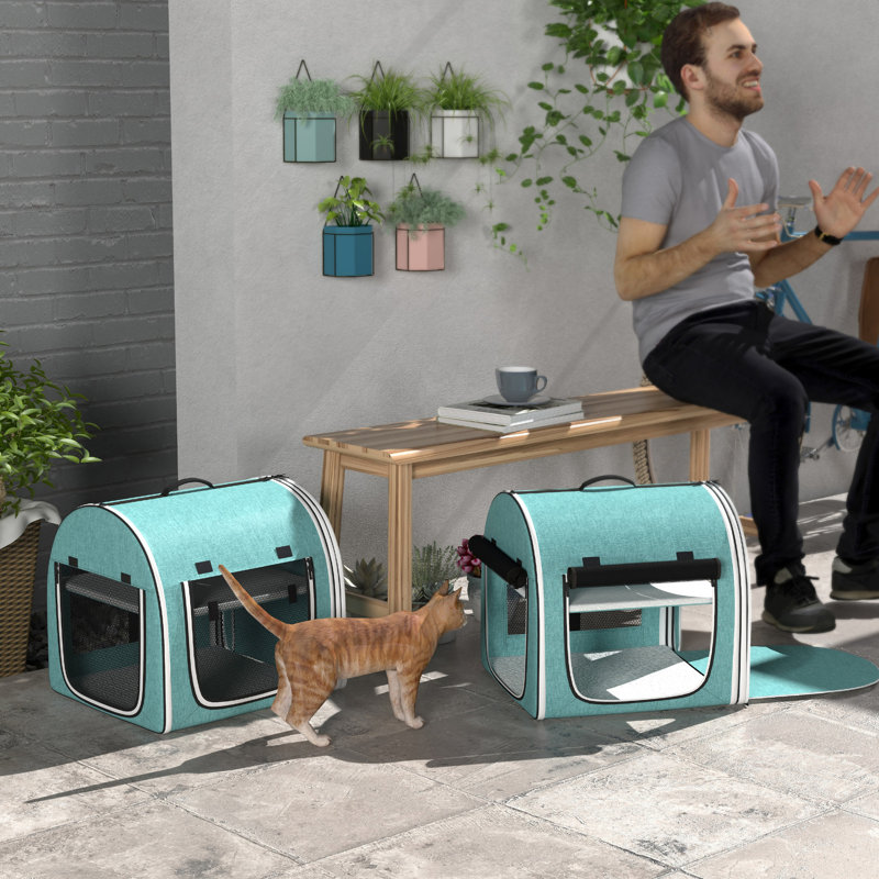 Sac de transport pour chat 39 po, animal de compagnie avec deux compartiments, coussins moelleux et sac de rangement