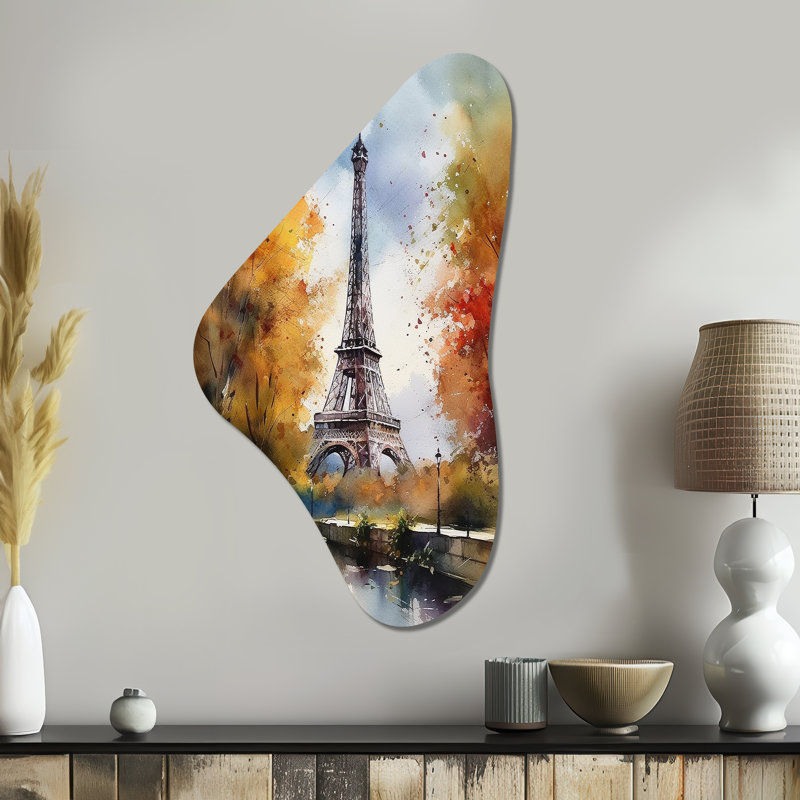 Grogan - Paris, impressions asymétriques sur métal, forme unique en métal orange, H 39 po x l 21 po