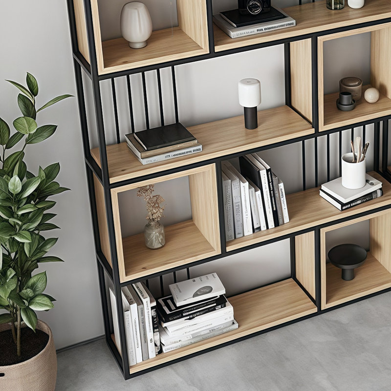 Une bibliothèque de style roman et artistique, (5 tablettes) H 78,7 po x l 39,3 po x P 9,8 po, Noir / brun
