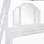 Lit mezzanine double en bois avec bureau en U, compartiments de rangement et miroir à trois volets