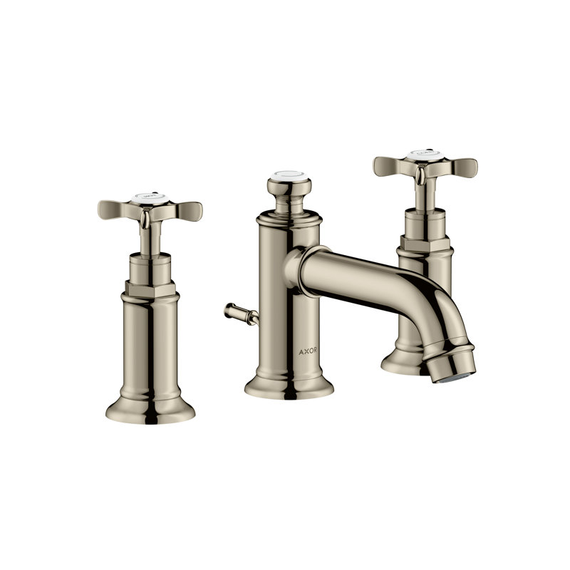 Montreux 4.88" Widespread Bathroom Faucet, Cross, Polished Nickel