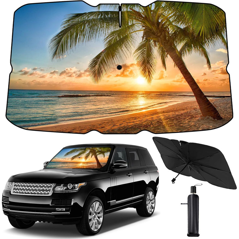 Windshield Sun Shade Umbrella - Foldable Car Sun Shade Windshield For Front Window, Sun Visor For Car Keeps Your Vehicle Cool, For Most Sedans SUV And Trucks(55.2 X 31.5 In)