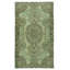 Tapis de salon en laine turque vert fait à la main 6 x 6 pi