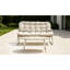 Ensemble de causeuse et de table basse d'extérieur moderne, ensemble de conversation de patio toutes saisons avec coussins épais, mobilier de bistro 2 pièces pour la cour, le balcon, le jardin, blanc cassé