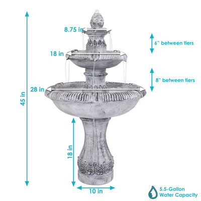 Jad 3-Tier Traditional Garden Fountain