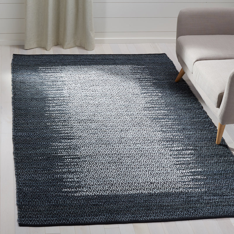 Tapis géométrique en cuir tissé à la main Phillis, Rectangulaire 8 pi x 10 pi