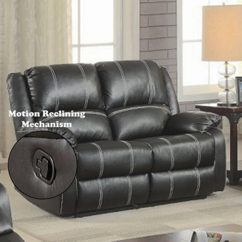 Causeuse inclinable en cuir synthétique Alvetta, Noir, noir, noir, noir