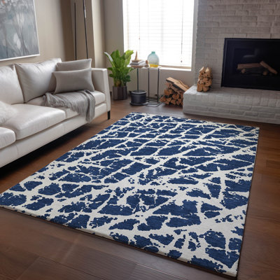 Premium Machine Washable Cerrito AMF501 Navy Rug