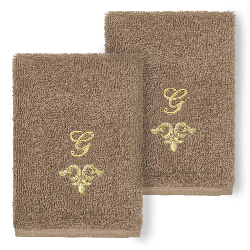 Linum Home Textiles 100% Turkish Cotton MONICA 2PC Embellished Washcloth Set, G