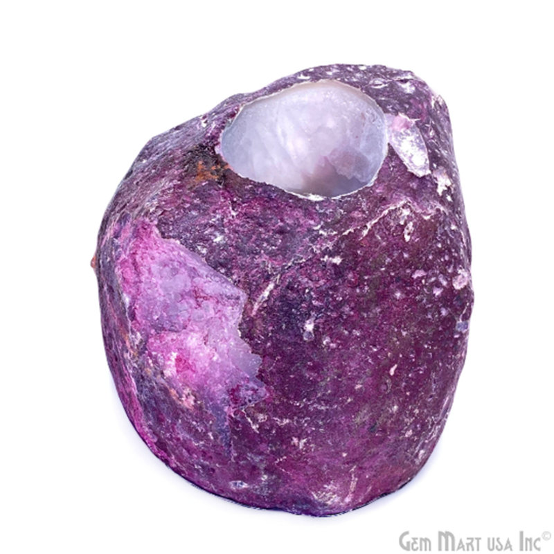 Porte-bougie en agate brute, décoration de maison en cristal rose, décoration en agate naturelle