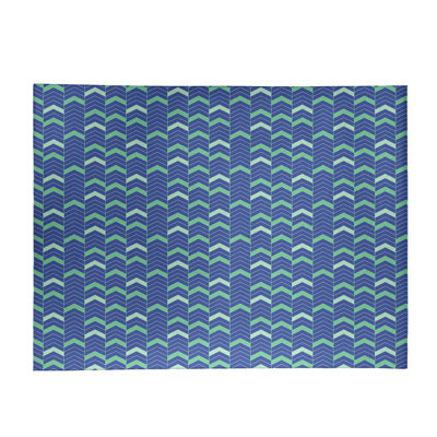 Tapis mauve/bleu à chevrons lineed