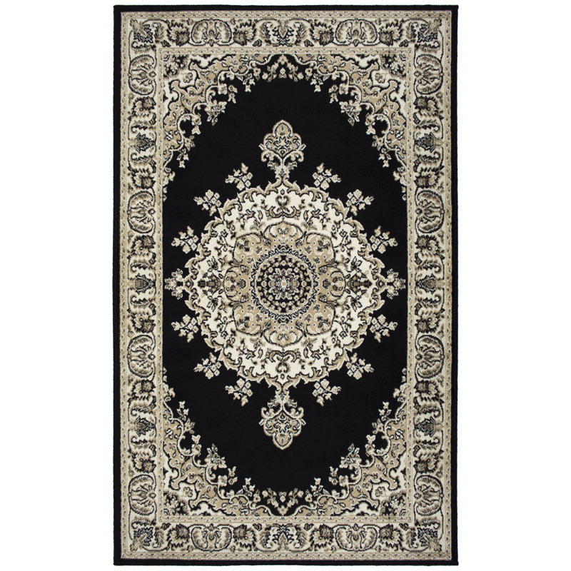Tapis oriental noir Loganne, Rectangle 3 pi 3 po x 4 pi 6 po