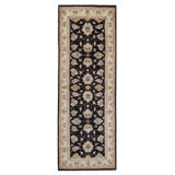 High-Quality Hand-Knotted Black And Beige Area Rug