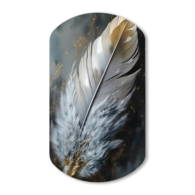 Mireille - Glam Feather Cylinder Shape Asymmetric Metal Wall Art