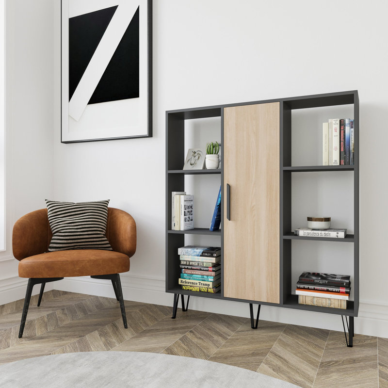 Reynaud Storage Bookcase, Anthracite/Oak