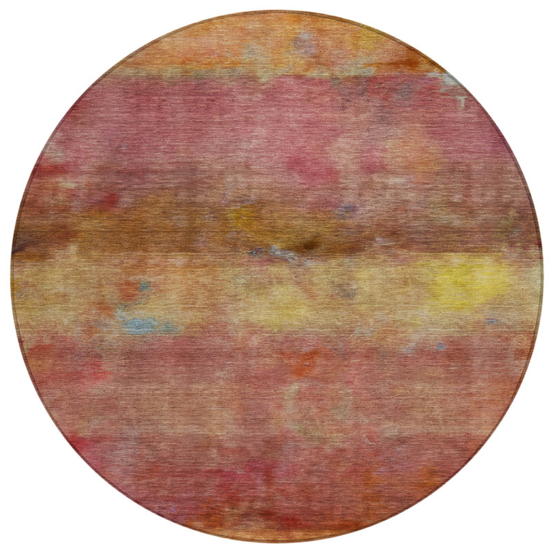 Machine Washable Indoor/Outdoor Matteson ACN2311 Stripes Rug, Round 8'