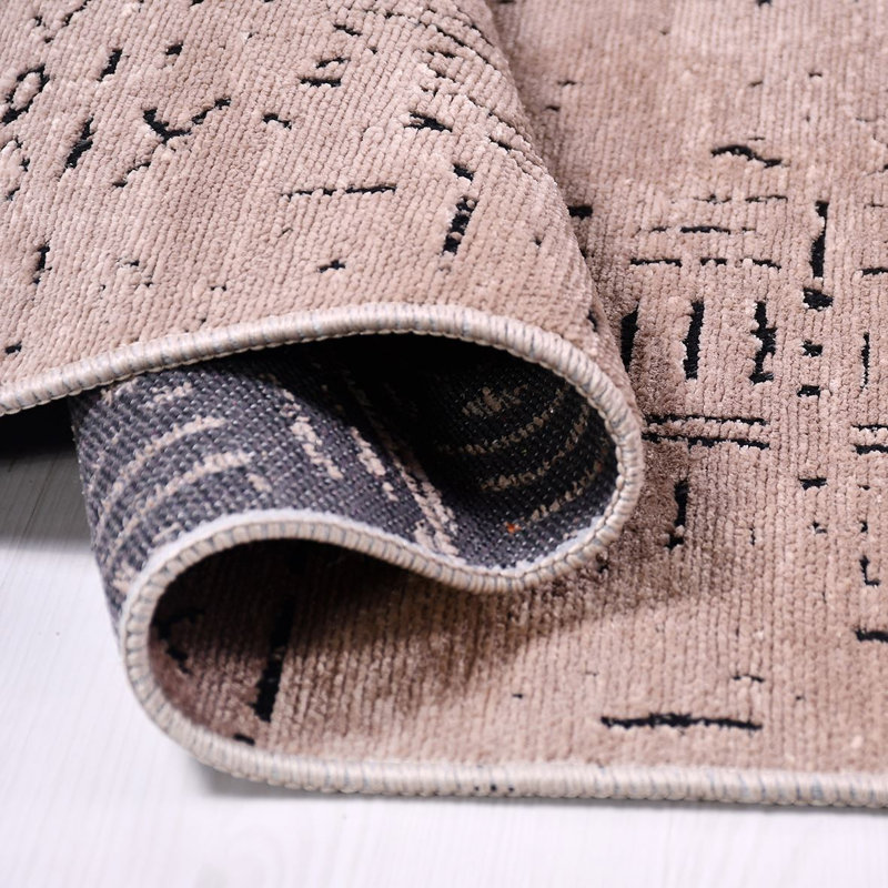 Vena Scandinavian Pattern Non-Slip Base Machine-Made Rug in Beige, Rectangle 3'3" x 4'11"