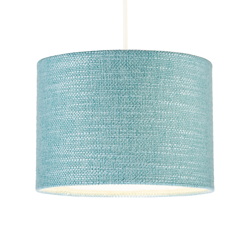 18cm H Linen Drum Lamp Shade ( No Direct Attachment Method ) in Blue