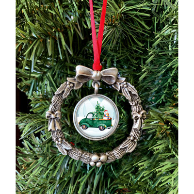 Wreath Ornament Colorized Quarter Christmas Coin