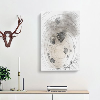 Taking a Hot Air Balloon Ride - Wrapped Canvas Drawing - Wrapped Canvas