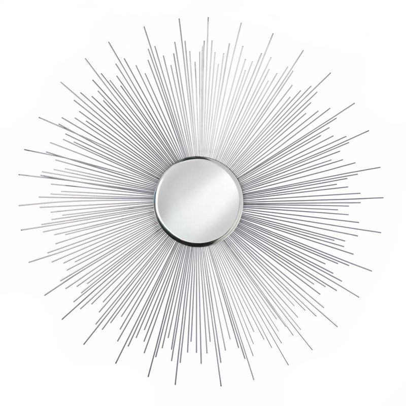 Miroir d'appoint Polster Rays, Argent, H 33 po x l 33 po x P 0,5 po