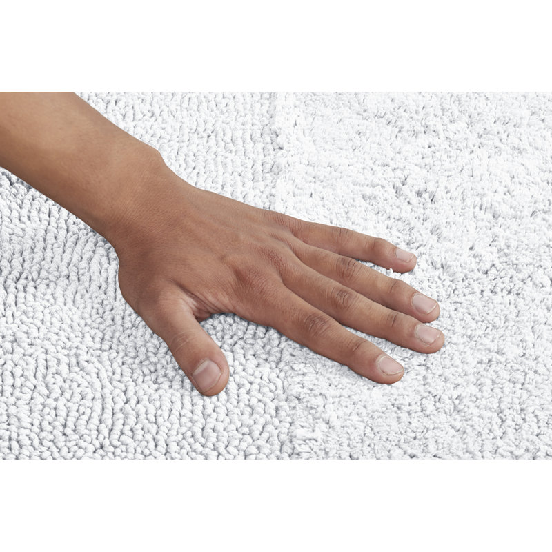 Makaylynn Premium 100% Cotton 2 Piece Bath Rug Sets with Non-Slip Backing, Machine Washable, Luxurious Solid Pattern Super Absorbent & Tufted Weave Bath Mat for Bathroom, Shower, and Tub