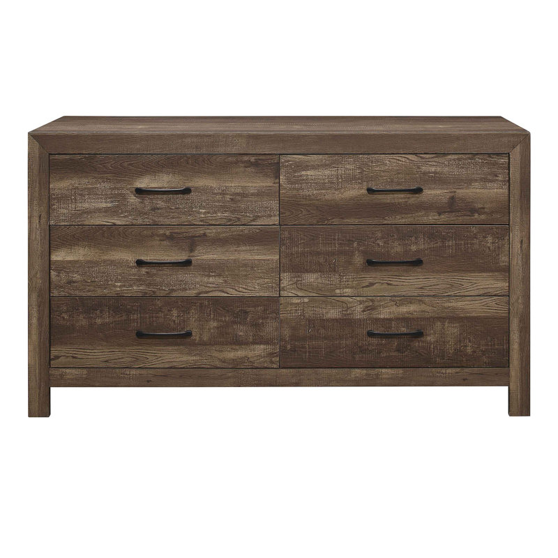Commode 1 pièce à poignées noires style rustique en bois